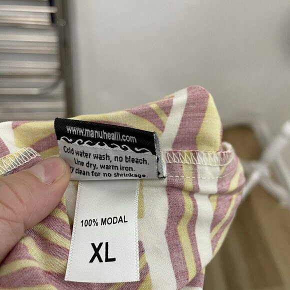 Manuheali'i Hawaiian Cold Shoulder Abstract Swing Dress Red Yellow size XL - Picture 7 of 7